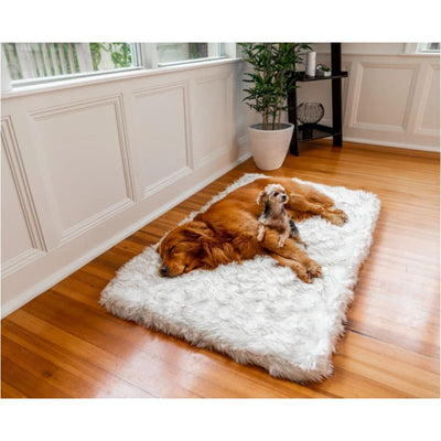 Rectangle White PupRug™ Runner Faux Fur Othopedic Dog Bed NEW ARRIVAL
