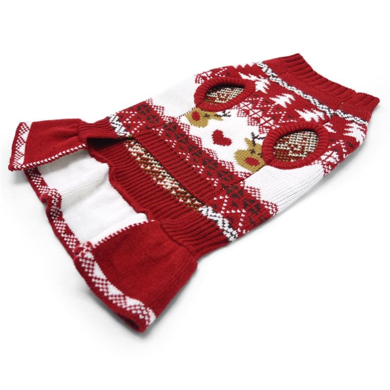 Reindeer Fairisle Sweater Dress Dog Apparel clothes for small dogs, COATS, cute dog apparel, cute dog clothes, cute dog dresses