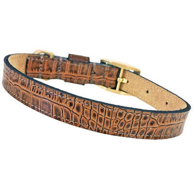 Cayman Italian Leather Dog Collar in Rich Brown Pet Collars & Harnesses genuine leather dog collars, luxury dog collars, MADE TO ORDER, NEW 