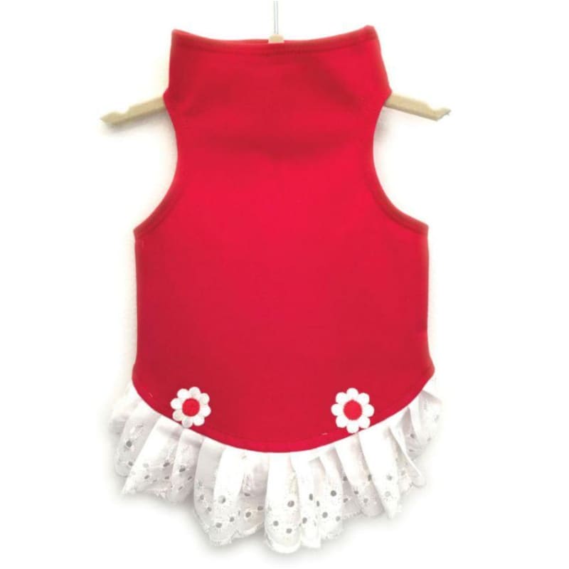 Red Eyelet Flower Jersey Dress clothes for small dogs, cute dog apparel, cute dog clothes, cute dog dresses, dog apparel