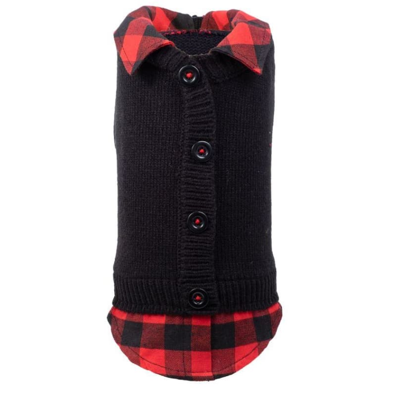- Two-fer Red and Black Dog Cardigan clothes for small dogs cute dog apparel cute dog clothes dog apparel dog hoodies
