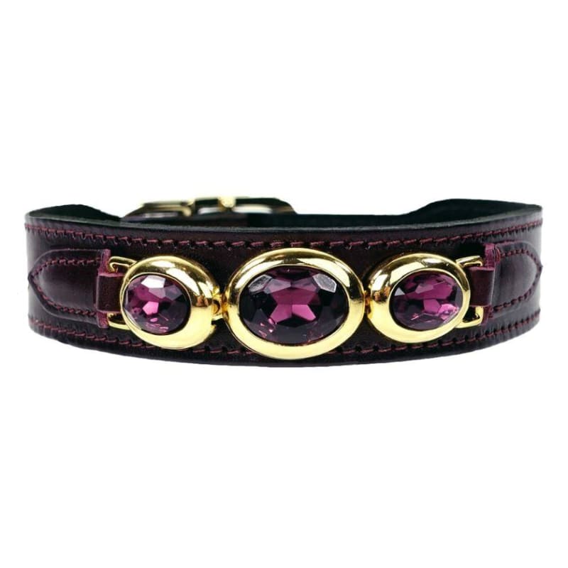 - Regency Italian Leather Dog Collar in Bordeaux genuine leather dog collars HARTMAN & ROSE luxury dog collars