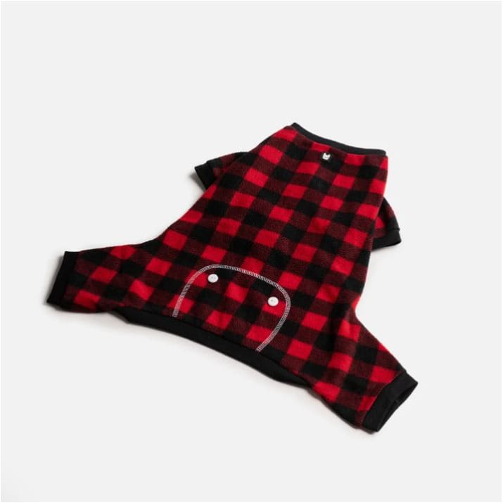 Red Plaid Dog Onesie Pajamas PAJAMAS