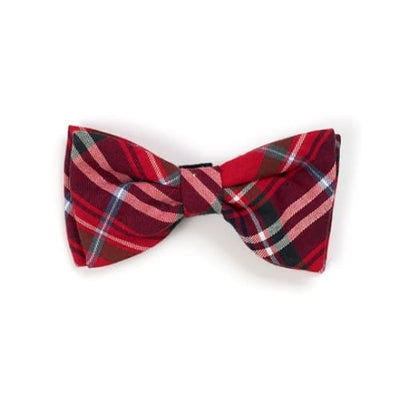 - Red Plaid Dog Collar Bow Tie