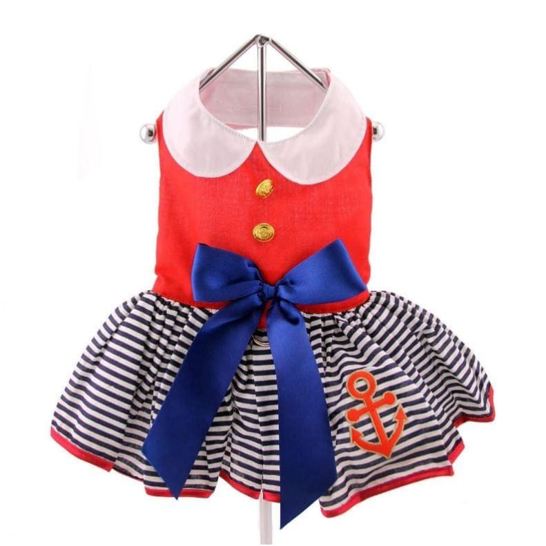 - Sailor Girl Dress With Matching Leash clothes for small dogs cute dog apparel cute dog clothes cute dog dresses dog apparel