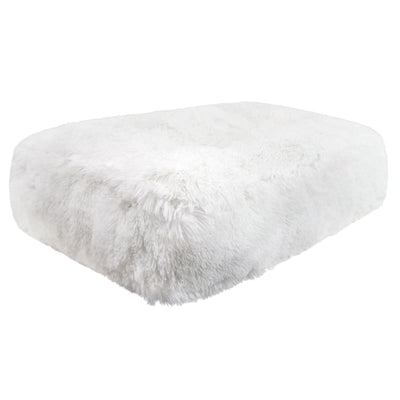 Sicilian Rectangle White Snow Shag Bed BEDS, bolster dog beds, NEW ARRIVAL, rectangle dog beds