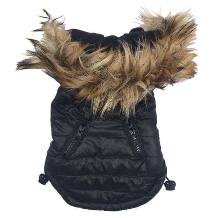 - Black Ski Bunny Puffer Dog Coat with Detachable Hood