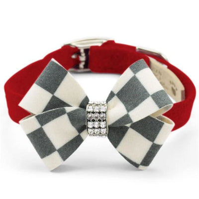 Windsor Check Ultrasuede Nouveau Bow Collar MORE COLOR OPTIONS, NEW ARRIVAL
