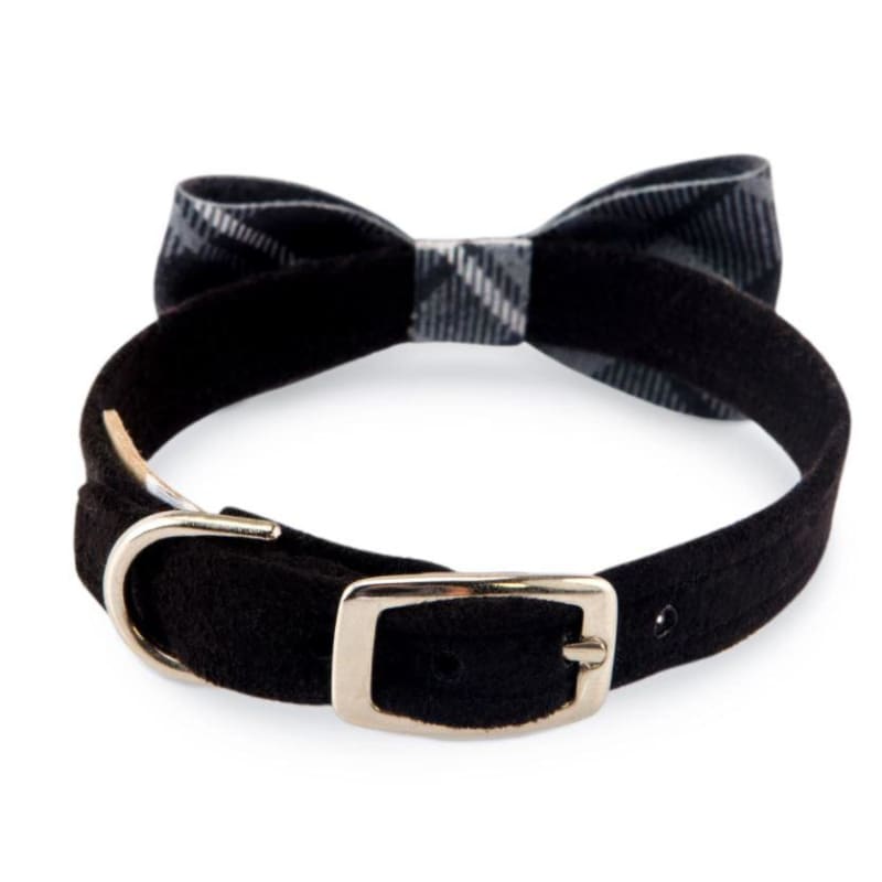 Scotty Bow Tie Collar Ultrasuede Charcoal Plaid Collar NEW ARRIVAL