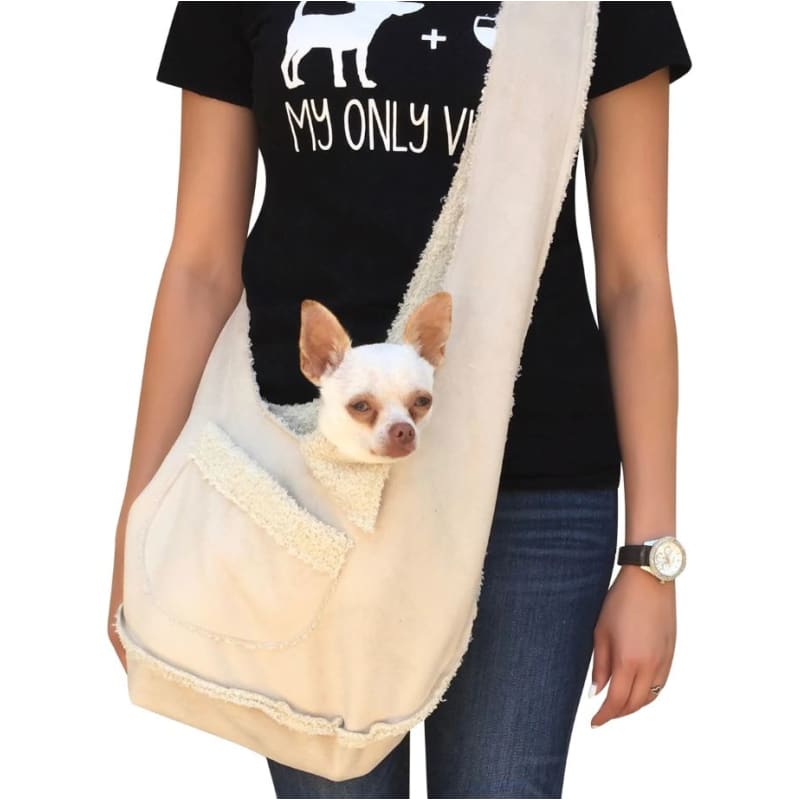 Boho Sling in Sand Bonded Micro Suede Pet Carriers & Crates dog carriers, dog carriers backpack, dog carriers slings, dog purse carrier, DOG