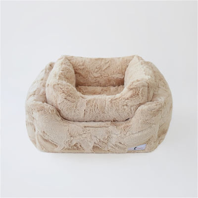 Luxe Dog Bed in Sand bolster beds for dogs, luxury dog beds, memory foam dog beds, orthopedic dog beds