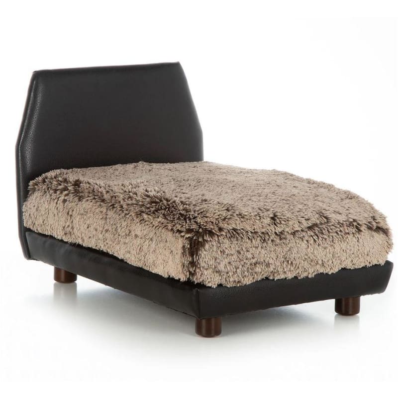 Shaggy Brown and Black Faux Leather Orthopedic Mid Century Lido Dog Bed NEW ARRIVAL