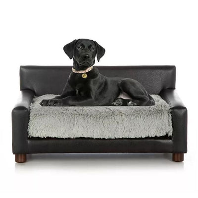 Shaggy Gray and Black Faux Leather Orthopedic Metro Dog Chair NEW ARRIVAL