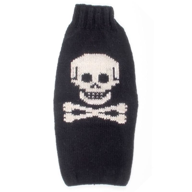 Black Skull Hand-Knit Wool Dog Sweater clothes for small dogs, cute dog apparel, cute dog clothes, dog apparel, dog hoodies