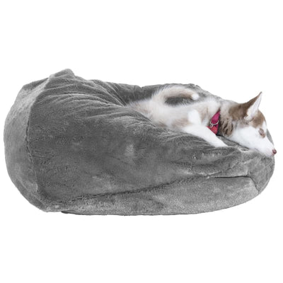 - Plush Faux Fur Pet Ball Bed in Gray NEW ARRIVAL