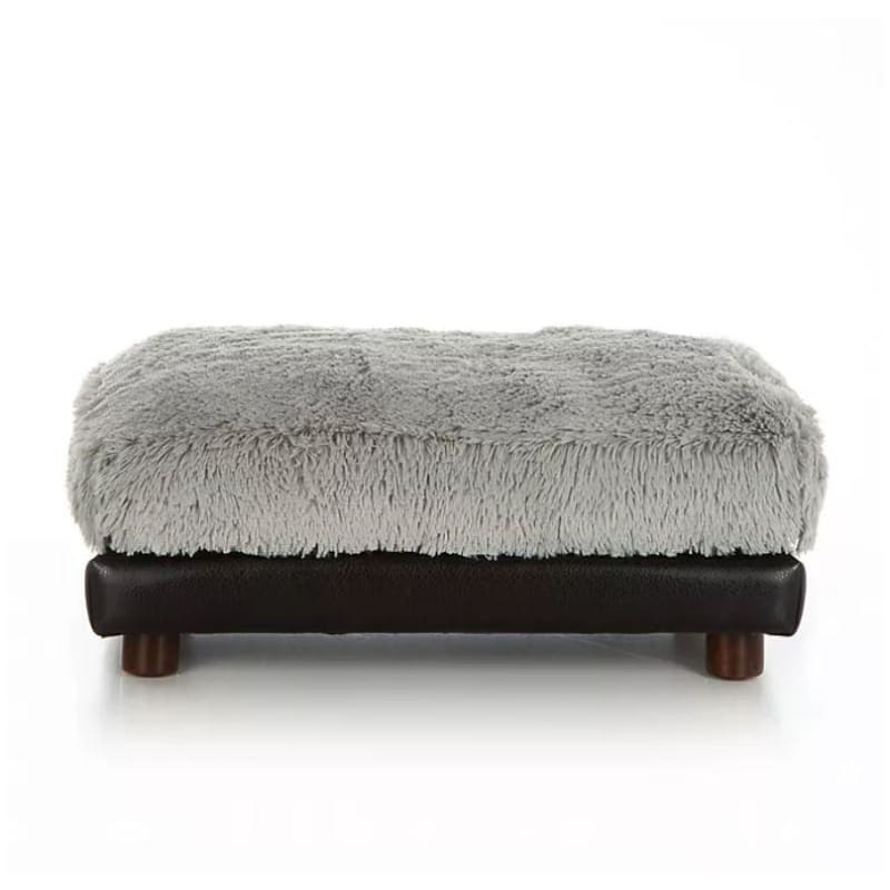 Shaggy Gray and Black Faux Leather Orthopedic Soho Milo Dog Bed NEW ARRIVAL