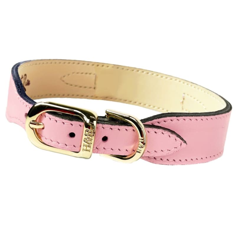 Holiday Crystal Bit Italian Leather Dog Collar in Sweet Pink & Gold Pet Collars & Harnesses genuine leather dog collars, HARTMAN & ROSE, 
