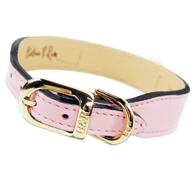 Athena Italian Leather Dog Collar In Sweet Pink & Gold Pet Collars & Harnesses genuine leather dog collars, luxury dog collars, MADE TO 