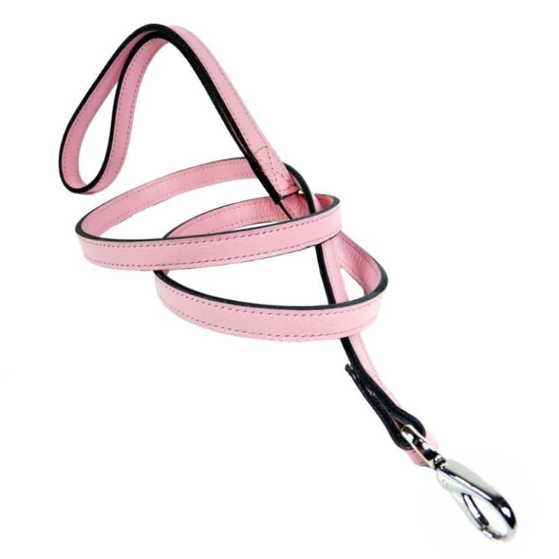 - Regency Italian Leather Dog Collar in Sweet Pink genuine leather dog collars HARTMAN & ROSE luxury dog collars