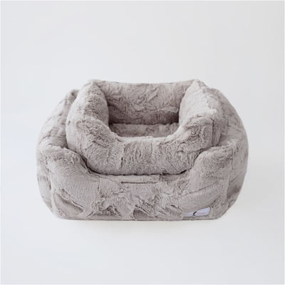 Luxe Dog Bed in Taupe bolster beds for dogs, luxury dog beds, memory foam dog beds, orthopedic dog beds