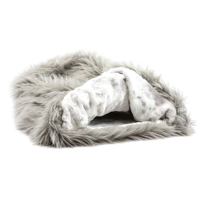 Taupe Fur with Platinum Snow Cuddle Cup Dog Beds NEW ARRIVAL