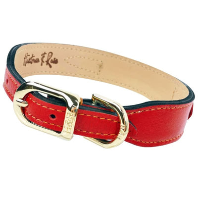 Holiday Crystal Bit Italian Leather Dog Collar in Tangerine & Gold Pet Collars & Harnesses genuine leather dog collars, HARTMAN & ROSE, 