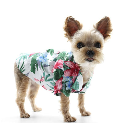 Tropical Island Dog Shirt White Dog Apparel clothes for small dogs, cute dog apparel, cute dog clothes, dog apparel, dog sweaters