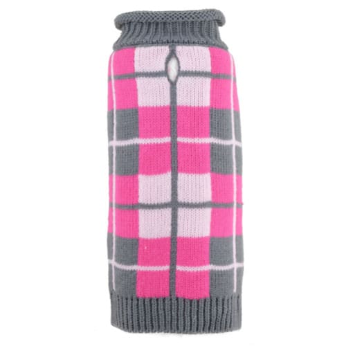 - Oxford Plaid Pink Roll Neck Dog Sweater New Arrival Worthy Dog
