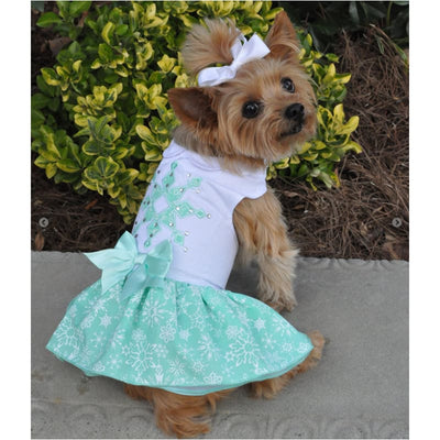 - Turquoise Crystal Dog Dress With Matching Leash New Arrival