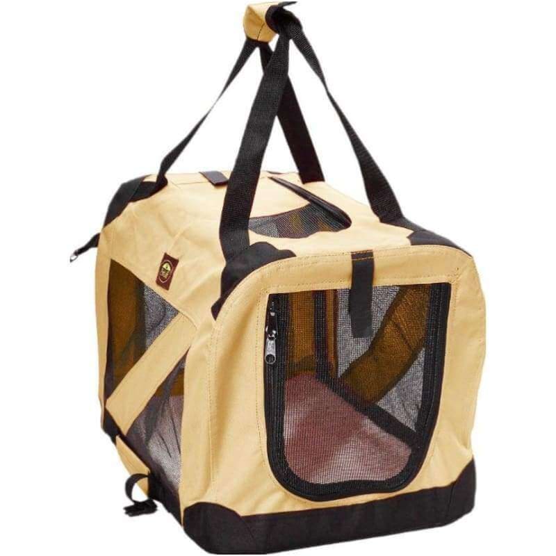 360° Vista-View Collapsible Travel Folding Pet Crate in Khaki
