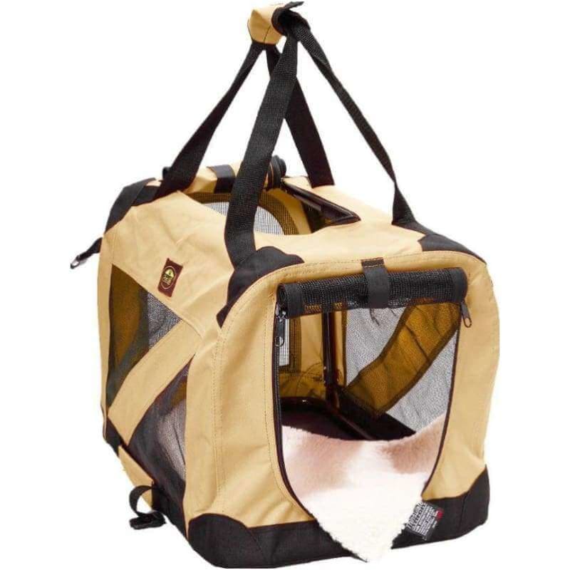 360° Vista-View Collapsible Travel Folding Pet Crate in Khaki