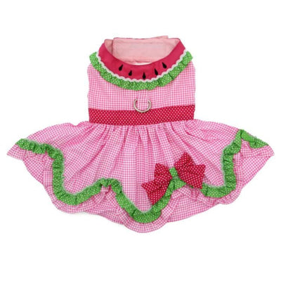 Watermelon Dog Dress With Matching Leash clothes for small dogs, cute dog apparel, cute dog clothes, cute dog dresses, dog apparel