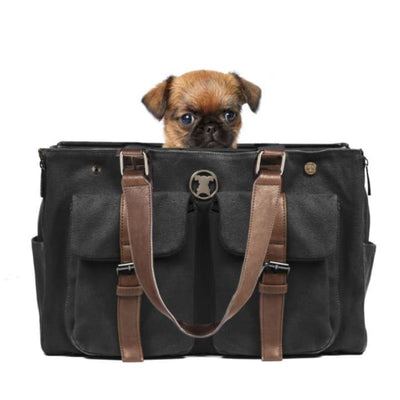 Weekend Black Canvas Dog Carrier Shell Tote NEW ARRIVAL