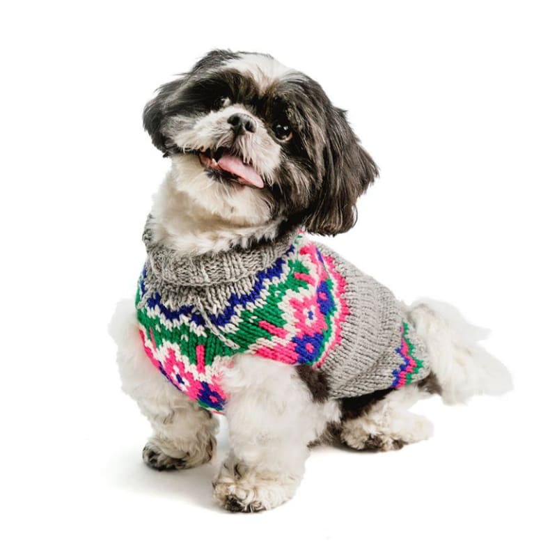 Light Gray Fairisle Wool Dog Sweater clothes for small dogs, cute dog apparel, cute dog clothes, dog apparel, dog hoodies