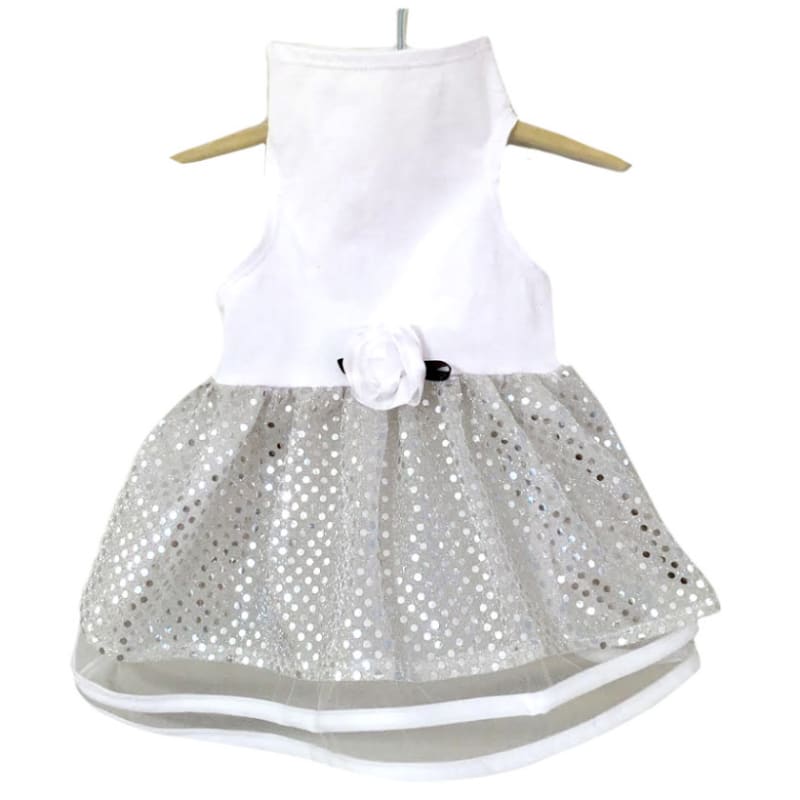 - White Tulle And Sequin Dog Dress New Arrival