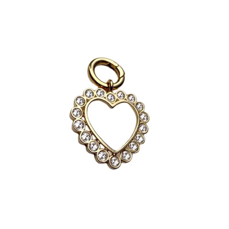 Love Is Love Clear Heart Collar Charm Gold NEW ARRIVAL